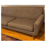 UL - Gray Mid-Century Modern Style Sofa with Wood Legs