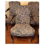 ML - Set of 6 Vintage Upholstered Armchairs with Carved Wood Frames