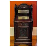 ML - Victorian Mahogany Fall Front Coal Purdonium with Carved Floral Panel