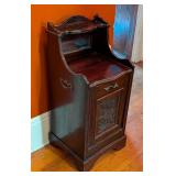 ML - Victorian Mahogany Fall Front Coal Purdonium with Carved Floral Panel