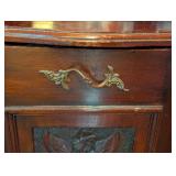 ML - Victorian Mahogany Fall Front Coal Purdonium with Carved Floral Panel