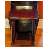 ML - Victorian Mahogany Fall Front Coal Purdonium with Carved Floral Panel