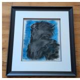 UL - Framed Watercolor Painting of Kerry Blue Terriers
