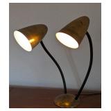 UL - Vintage Brass Double Gooseneck Desk Lamp with Adjustable Shades
