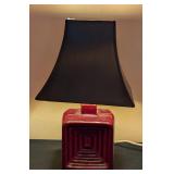 ML - Small Vintage Art Deco Ceramic Table Lamp with Black Shade