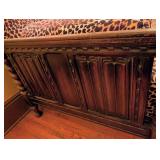 ML - Antique English Wooden Daybed with Leopard Print Upholstery