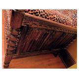 ML - Antique English Wooden Daybed with Leopard Print Upholstery