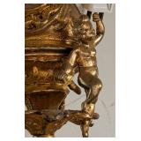 LL - Antique Gilt Brass and Crystal Chandelier with Cherub Figures