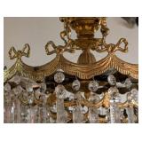LL - Antique Gilt Brass and Crystal Chandelier with Cherub Figures