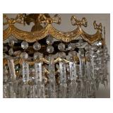 LL - Antique Gilt Brass and Crystal Chandelier with Cherub Figures