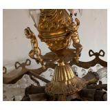 LL - Antique Gilt Brass and Crystal Chandelier with Cherub Figures