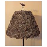 ML - Vintage Art Deco Floor Lamp with Ornate Feather Lampshade