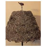 ML - Vintage Art Deco Floor Lamp with Ornate Feather Lampshade