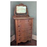 ML - Antique Oak Dresser with Mirror and Claw Feet