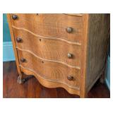 ML - Antique Oak Dresser with Mirror and Claw Feet