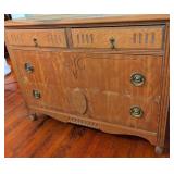 ML - Vintage 3-Drawer Wood Dresser with Brass Pulls