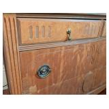 ML - Vintage 3-Drawer Wood Dresser with Brass Pulls