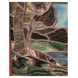 LL - Framed Stained Glass Panel with Landscape Scene