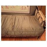 ML - Antique Settee with Elephant Needlepoint Backrest and Carved Accents