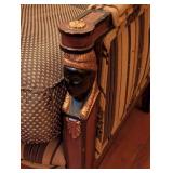 ML - Antique Settee with Elephant Needlepoint Backrest and Carved Accents