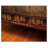 ML - Antique Settee with Elephant Needlepoint Backrest and Carved Accents