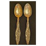 ML - Pair of Vintage Sterling Silver Floral Spoons