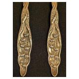 ML - Pair of Vintage Sterling Silver Floral Spoons