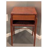 LL - Vintage Wooden Side Table with Drawer and Open Shelf