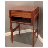 LL - Vintage Wooden Side Table with Drawer and Open Shelf