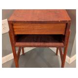 LL - Vintage Wooden Side Table with Drawer and Open Shelf