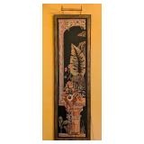 ML - Tall Framed Needlepoint Wall Art with Monkey and Tropical Motif