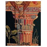 ML - Tall Framed Needlepoint Wall Art with Monkey and Tropical Motif