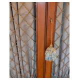 ML - Vintage Inlaid Wood Cabinet with Fabric Door Panels and Shelves