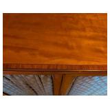 ML - Vintage Inlaid Wood Cabinet with Fabric Door Panels and Shelves