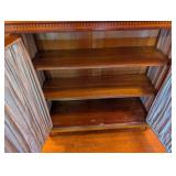 ML - Vintage Inlaid Wood Cabinet with Fabric Door Panels and Shelves