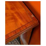 ML - Vintage Inlaid Wood Cabinet with Fabric Door Panels and Shelves