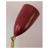 UL - Mid-Century Modern Triple Arm Brass and Red Table Lamp