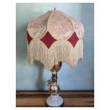 ML - Vintage Decorative Table Lamp with Fabric Fringe Shade and Brass Spigot
