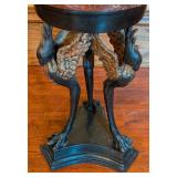 ML -Vintage Bronze and Marble Pedestal Table with Bird Motif