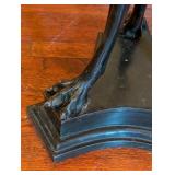 ML -Vintage Bronze and Marble Pedestal Table with Bird Motif
