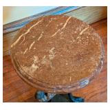 ML -Vintage Bronze and Marble Pedestal Table with Bird Motif