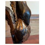 ML -Vintage Bronze and Marble Pedestal Table with Bird Motif
