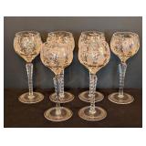 ML - Set of 6 Nachtmann Crystal Cut Grapes and Leaves Wine Glasses