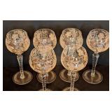 ML - Set of 6 Nachtmann Crystal Cut Grapes and Leaves Wine Glasses