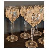 ML - Set of 6 Nachtmann Crystal Cut Grapes and Leaves Wine Glasses
