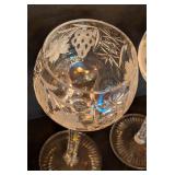 ML - Set of 6 Nachtmann Crystal Cut Grapes and Leaves Wine Glasses