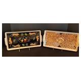 ML - Pair of Lynn Chase Jaguar Porcelain Serving Trays including Lynn Chase Jaguar Jungle Tray