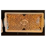 ML - Pair of Lynn Chase Jaguar Porcelain Serving Trays including Lynn Chase Jaguar Jungle Tray