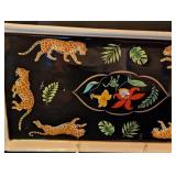 ML - Pair of Lynn Chase Jaguar Porcelain Serving Trays including Lynn Chase Jaguar Jungle Tray