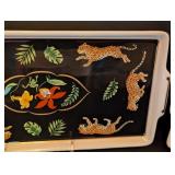 ML - Pair of Lynn Chase Jaguar Porcelain Serving Trays including Lynn Chase Jaguar Jungle Tray
